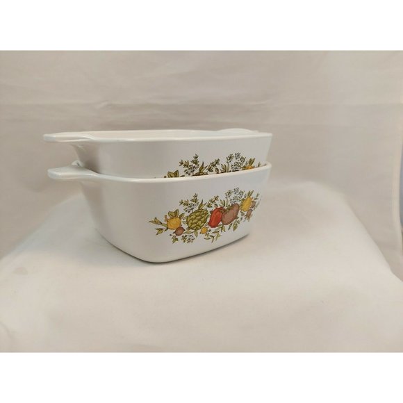 Vintage Corning Ware Spice of Life P-43 4 pc set- 2x2 3/4 + 1x1 1/2 cup + 1 lid - Picture 7 of 11